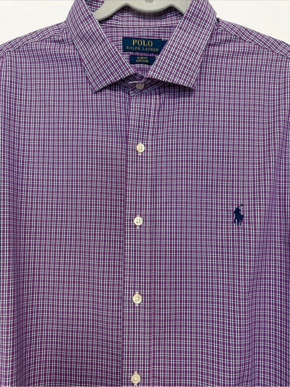 Polo Ralph Lauren Purple and White Plaid Button-Down Shirt - 2XL slim fit
